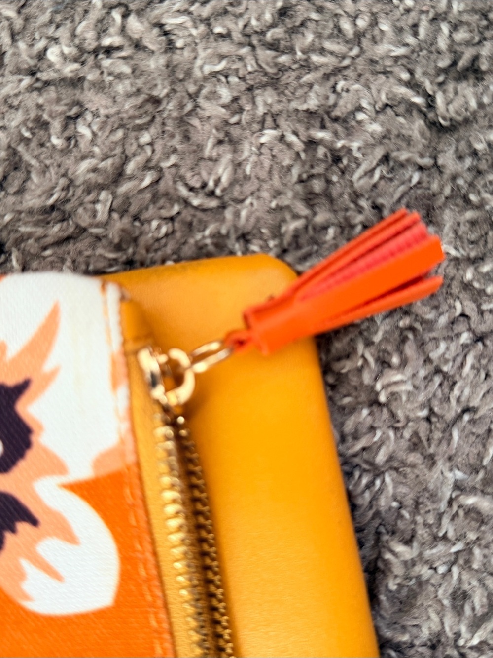 Orange and Mustard Yellow Floral Foldover Clutch - Picture 4 of 12